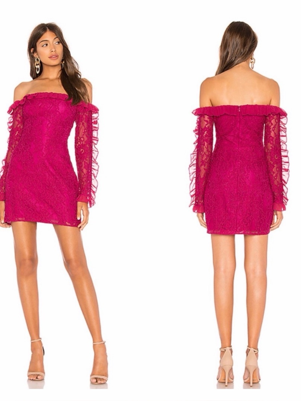 Revolve Lovers + Friends Leo Lace Off The Shoulder Mini Dress Size Medium